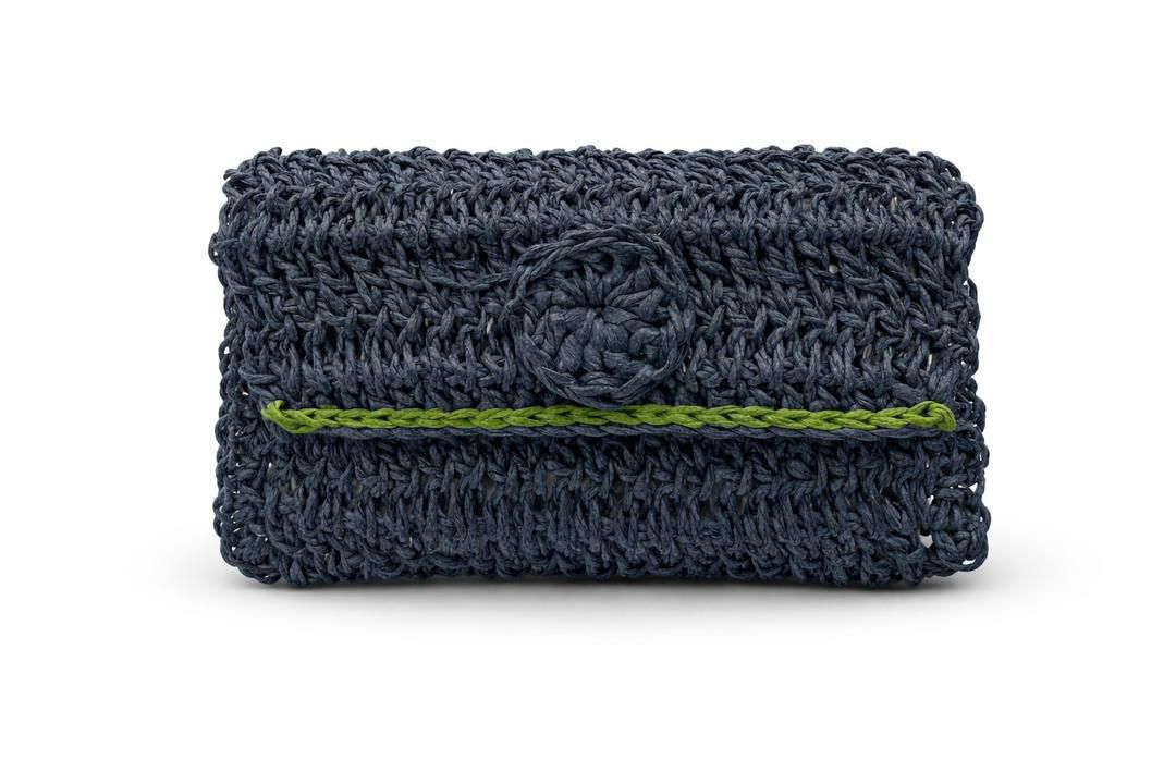 Raffia Wallet – Blue Jeans & Pistachio Colorway