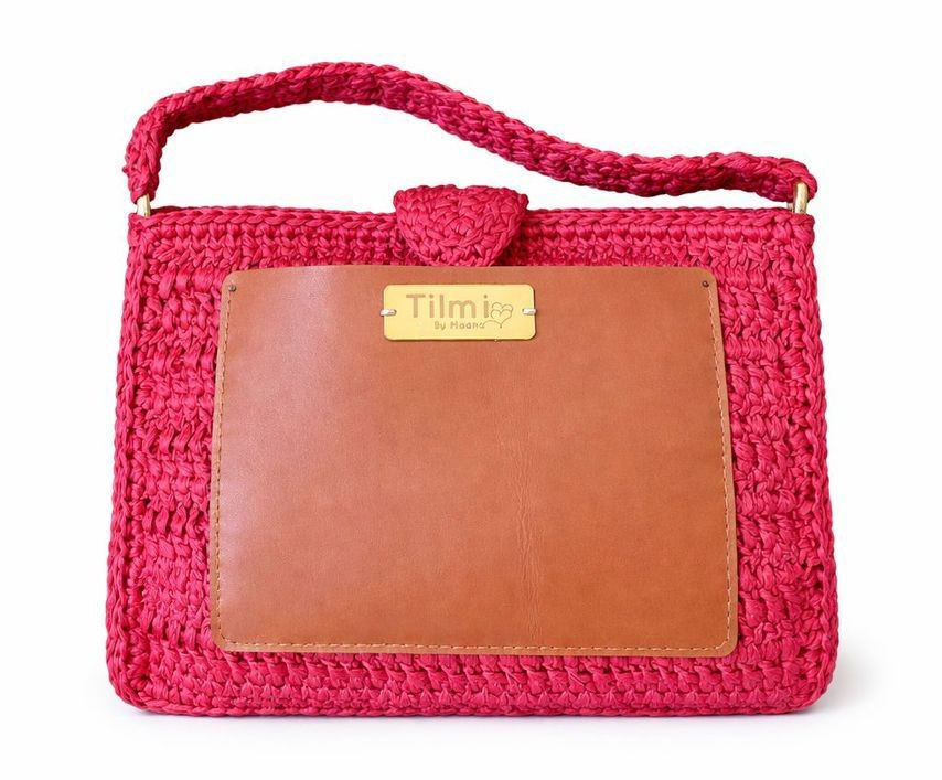 Raffia Leather Bag Chic – Bordeaux