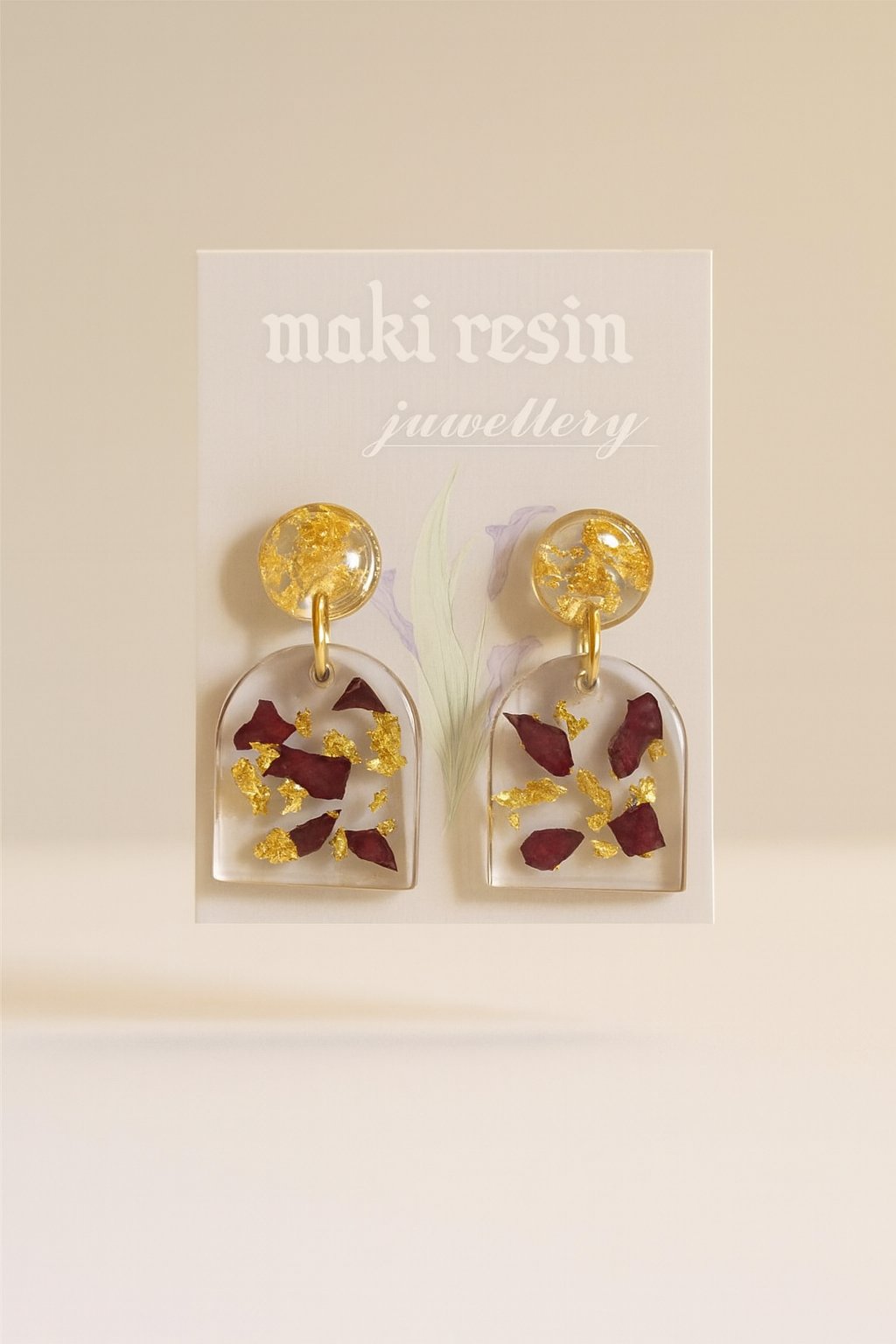Handmade N-Shaped Dried Flower Earrings