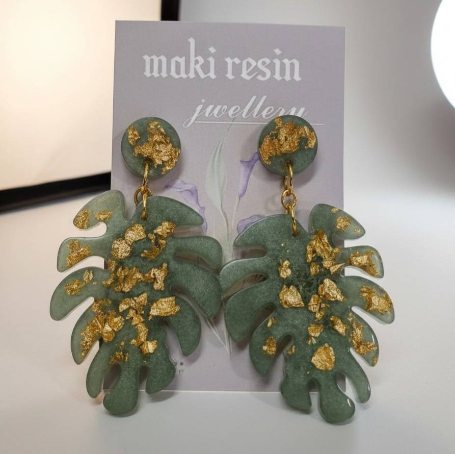 Monstera Leaf Shaped Earrings 
