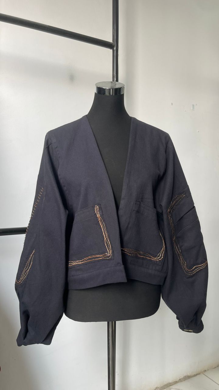 Zema V-Neck Contrast-Stitch Jacket