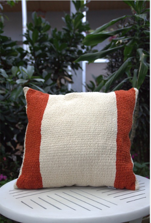 Terracotta Stripe Handwoven Pillow Cover