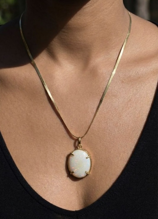 Enku Exclusive Opal and 18K Gold Necklace