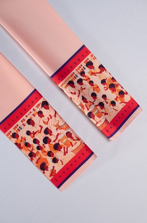 Brana Silk Scarf– Pink Traditional Celebration Print