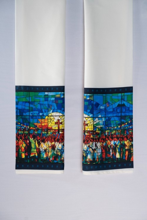 Brana Silk Scarf – White Festival Print