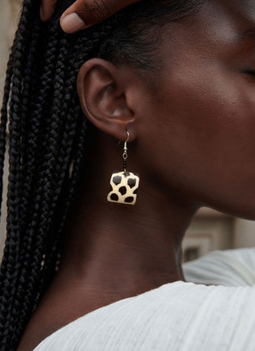 Jorova Giraffe Print Bone Earring