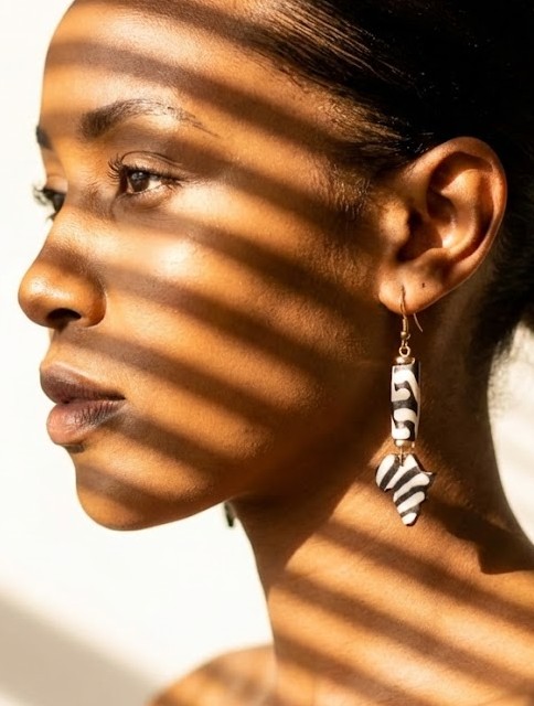 Jorova African Bone Map Earring