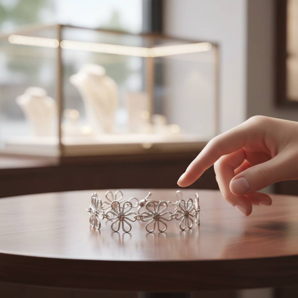 Jorova Daisy Flower Silver Bracelet