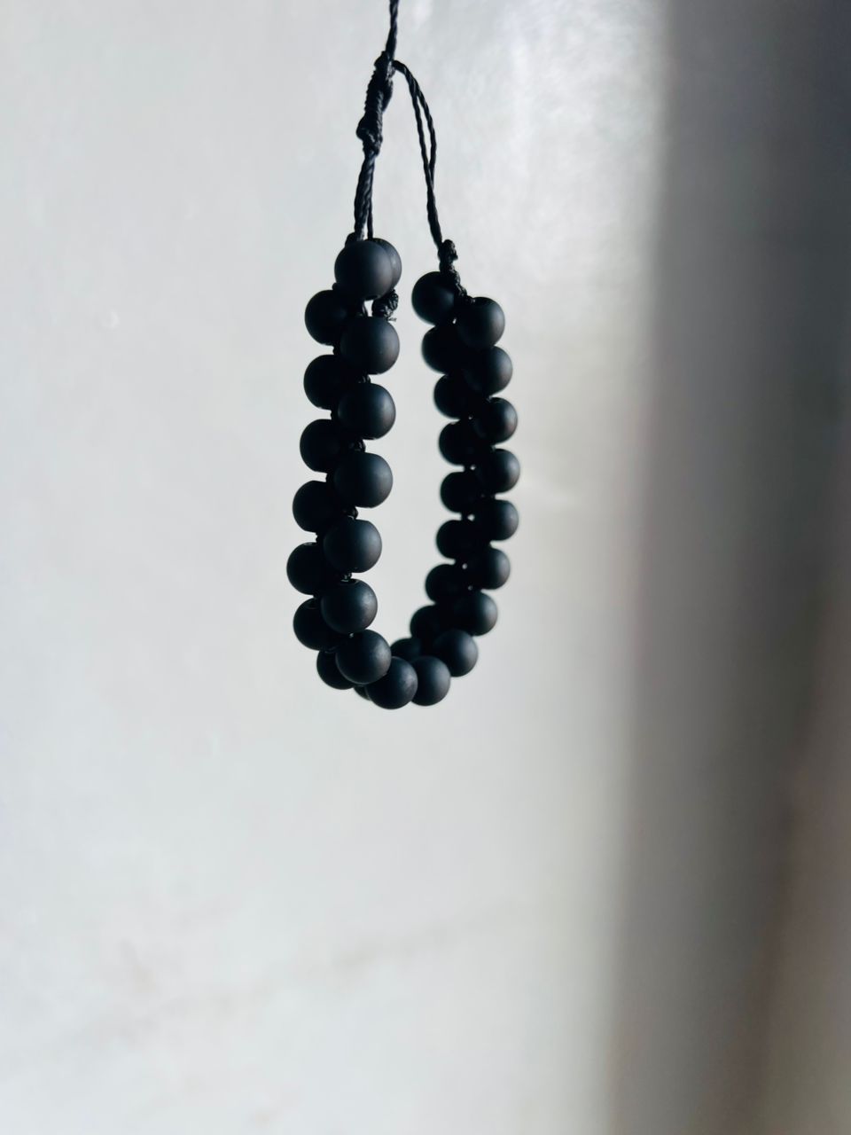 Adjustable Black Stone Bead Bracelet