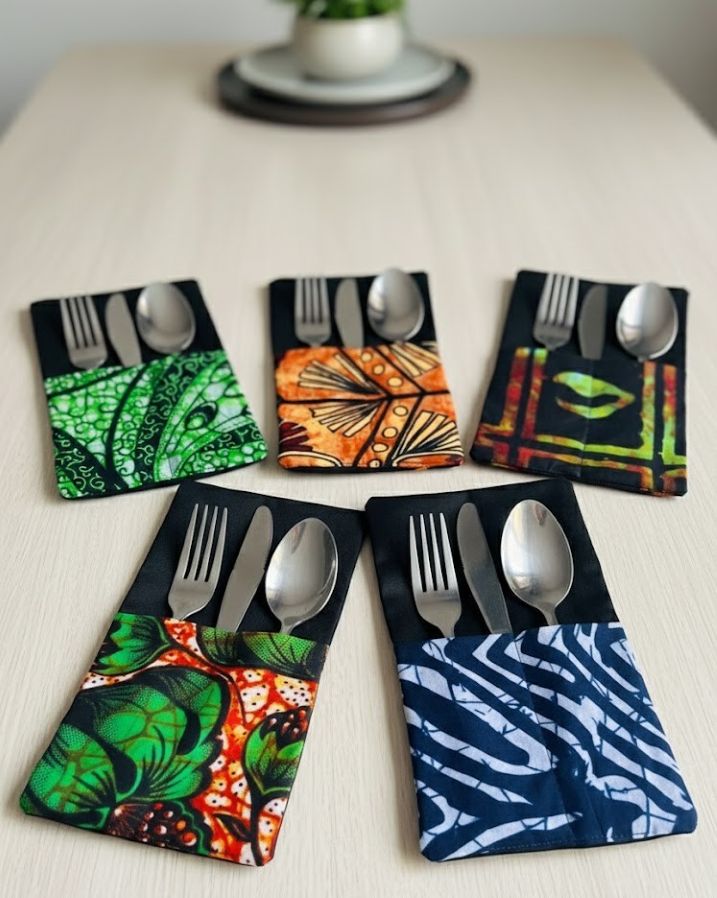 African Print Cutlery Holder Napkins