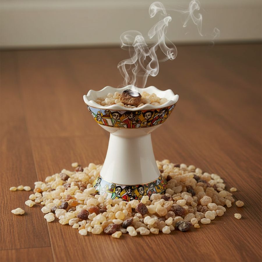 Ceramic incense burner (Saba, White)