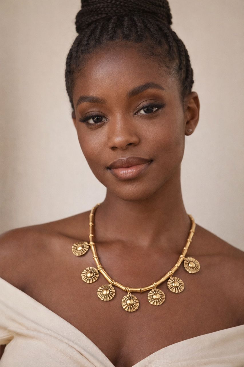 Cast Brass Flower Necklace