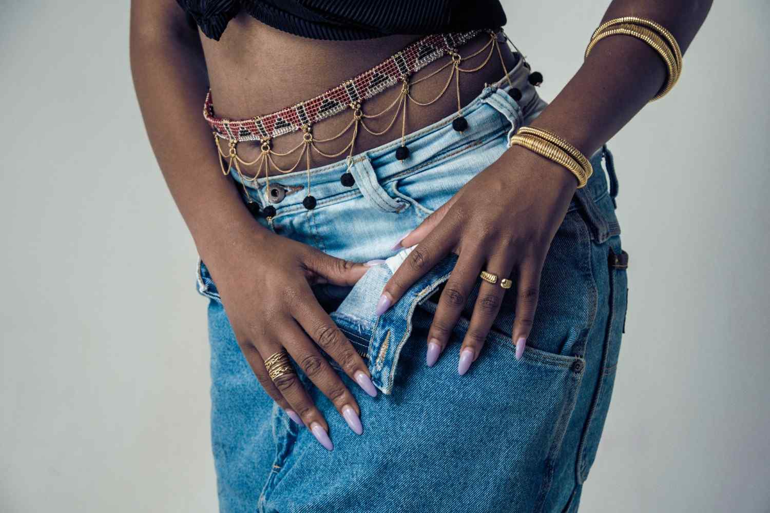 Vorodede Glass Bead & Brass Waist Chain