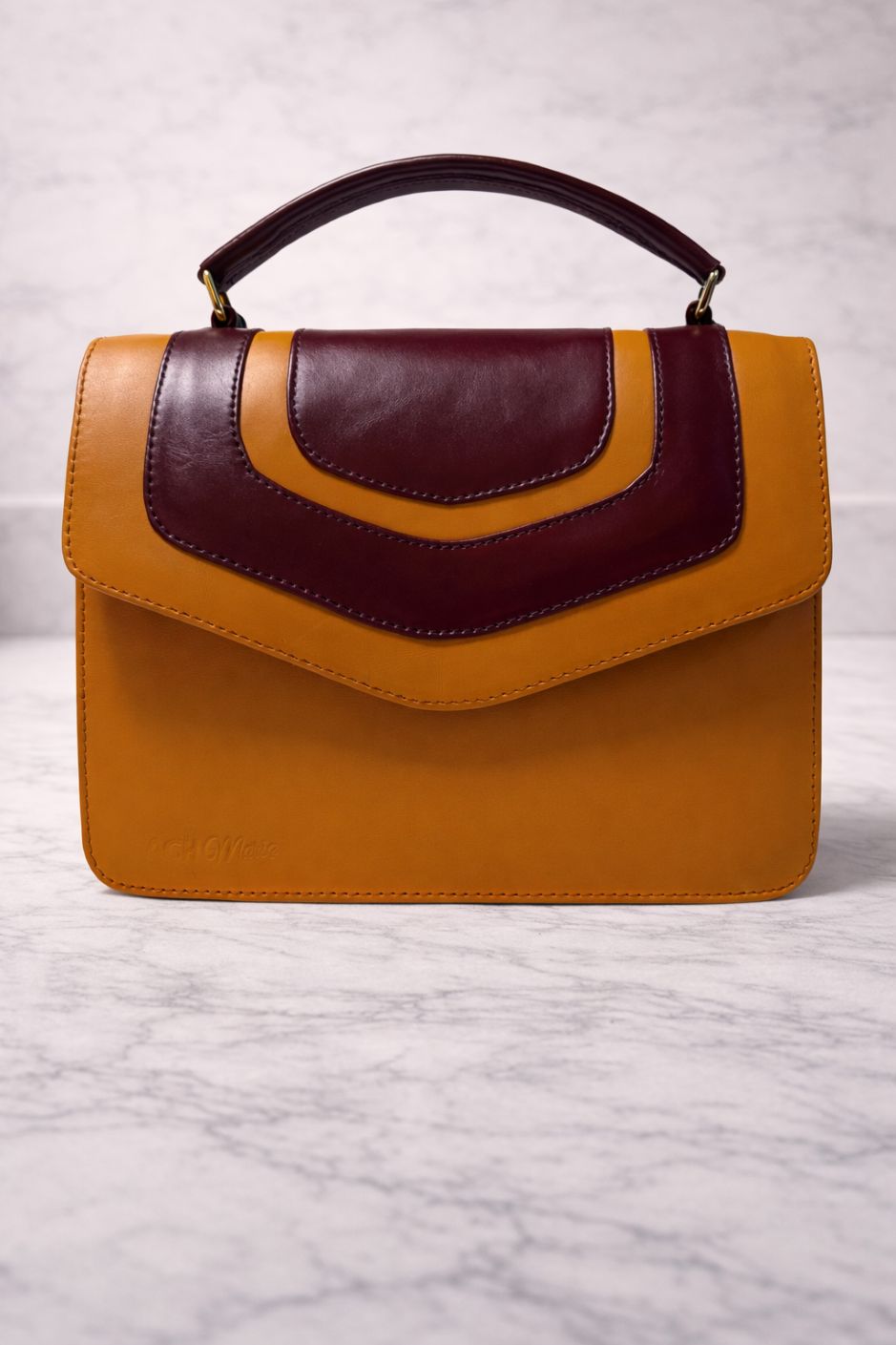 Ami Orange/Red Leather Handbag