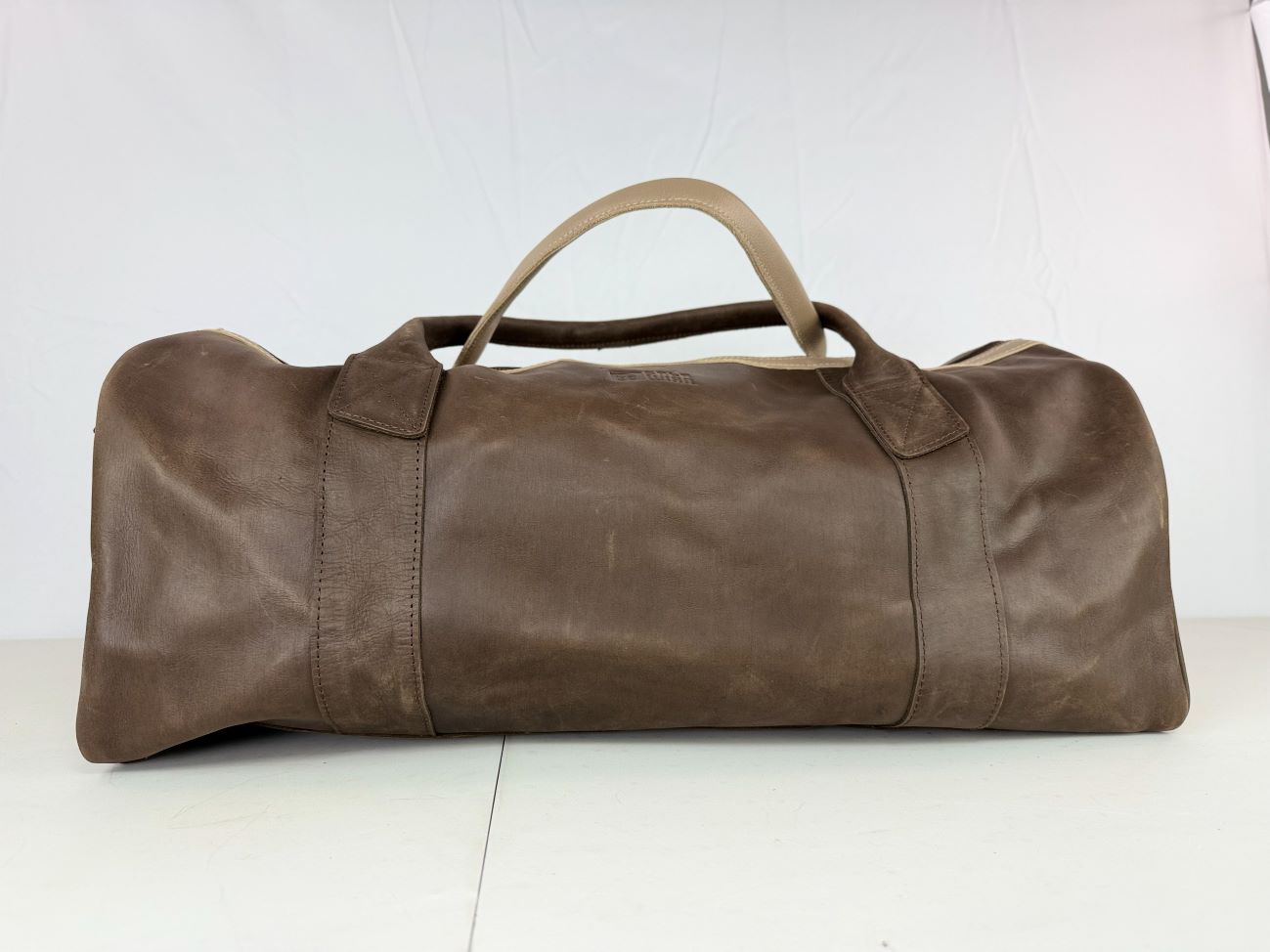 Cream and Brown Duffle Bag