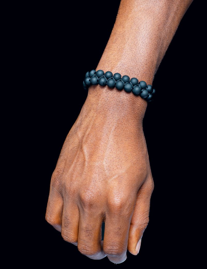 Adjustable Black Stone Bead Bracelet