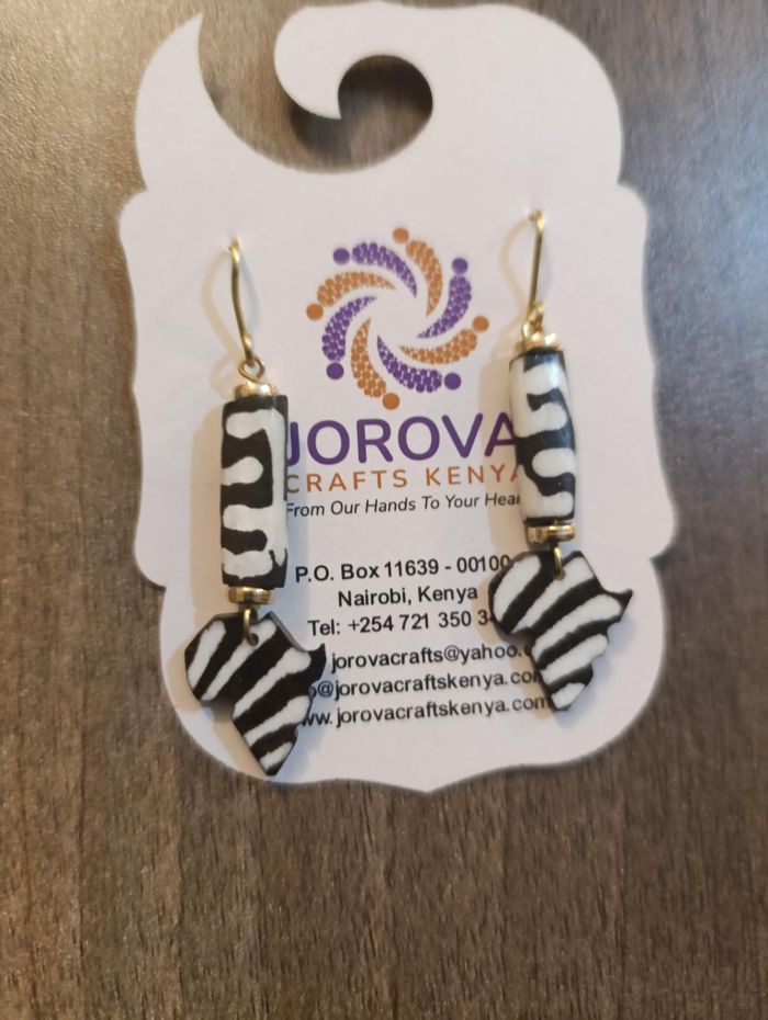 Jorova African Bone Map Earring