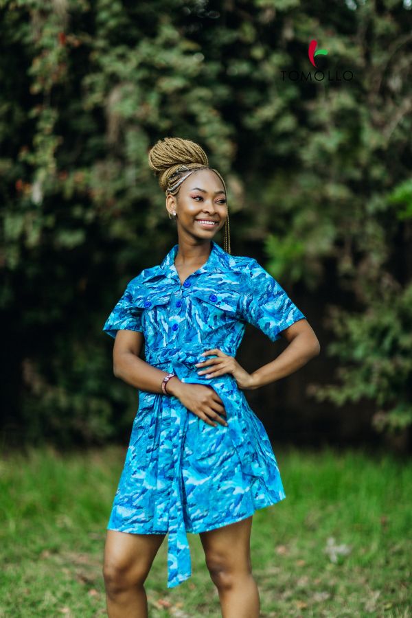 Aqua Cascade Safari Dress
