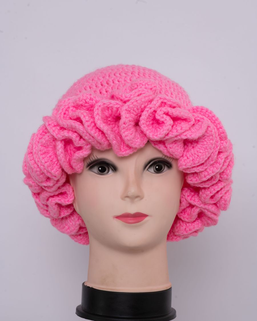 Baby Pink Plain Ruffle Hat