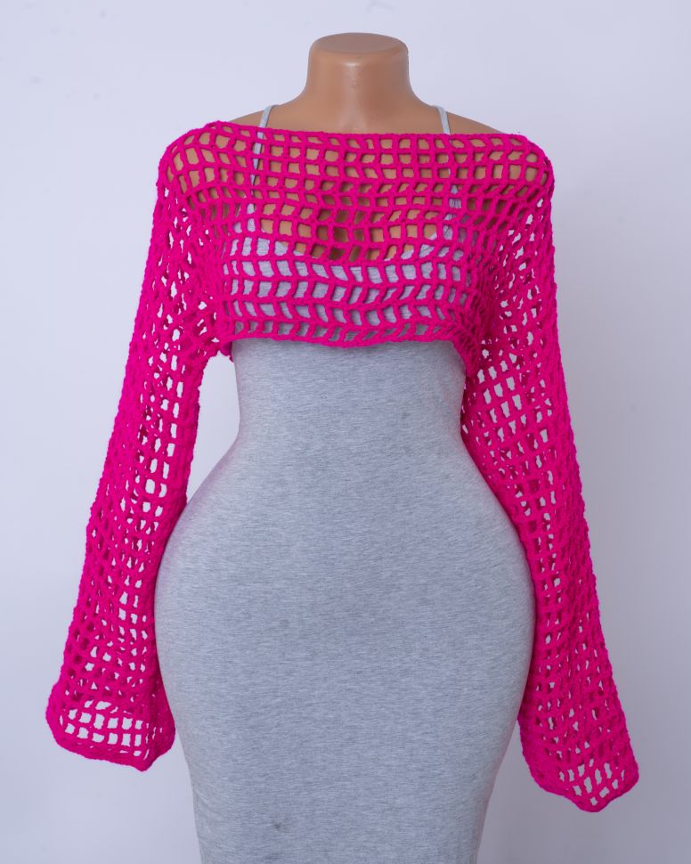 Hot Pink Crochet Shrug 