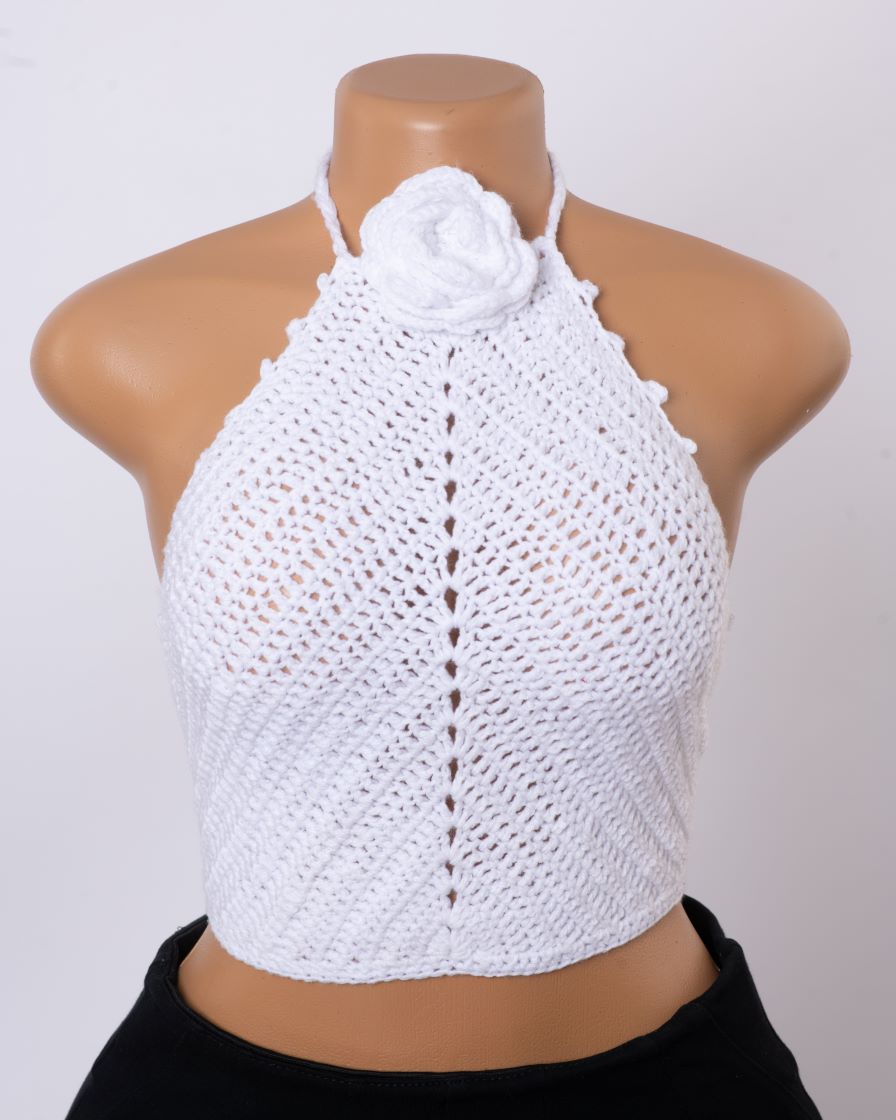 Crochet Floral White Top