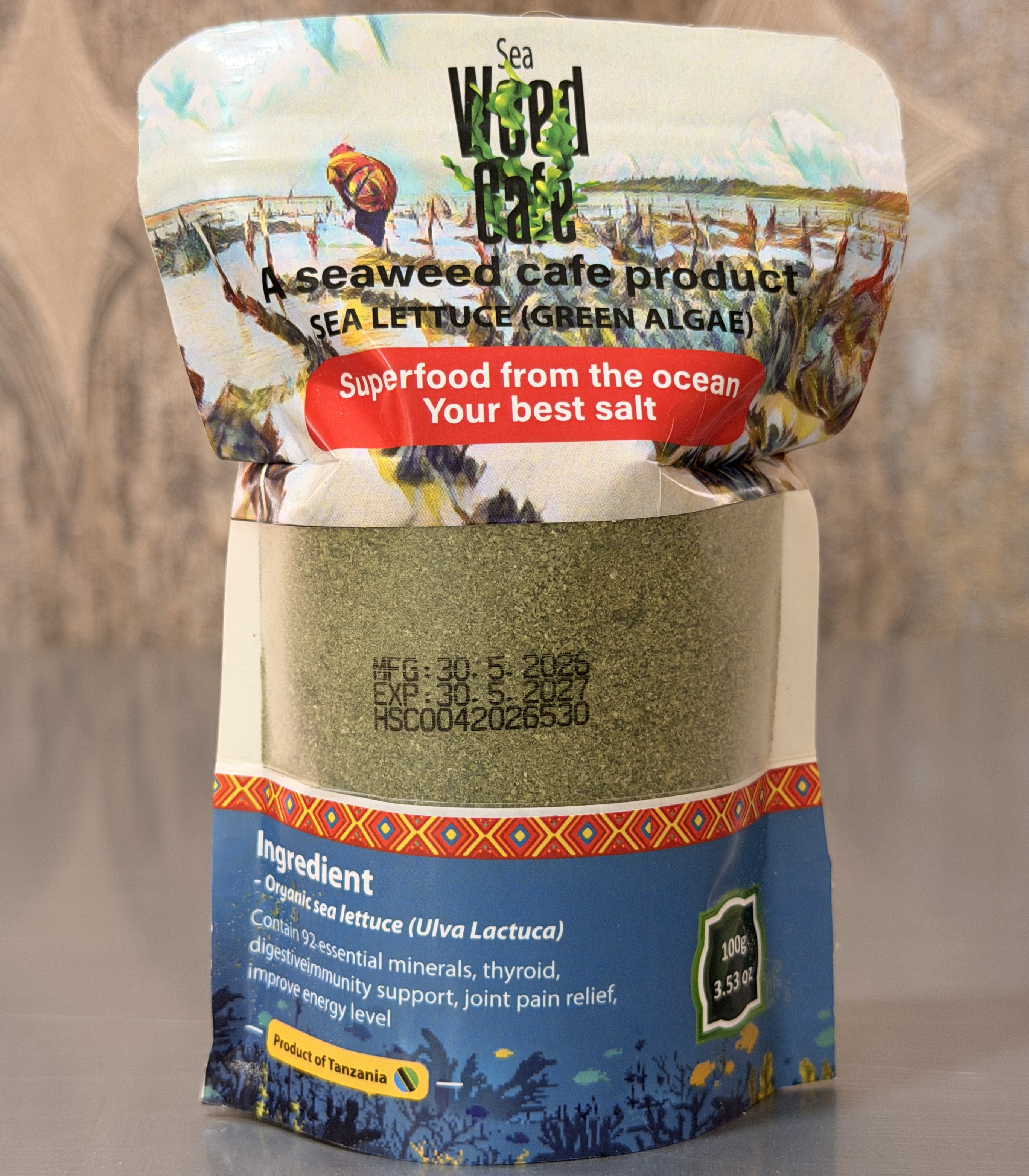 Seaweed Cafe Salted Sea Lettuce Powder (Green Algae) - 100g
