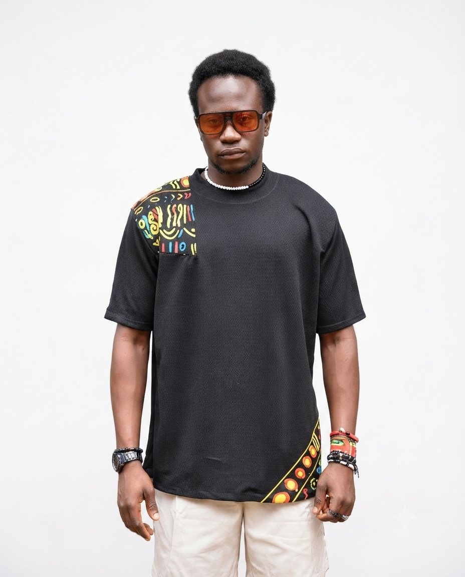 Men's African Shoulder Print T- Shirt