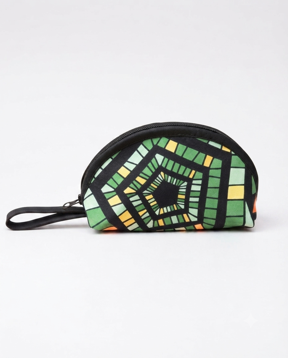 Ankara Hexagon Print Pouch with Wrist Strap