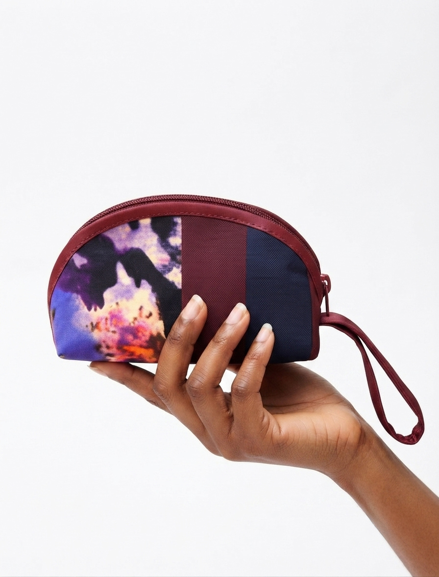 Maroon & Multicolored Ankara Pouch
