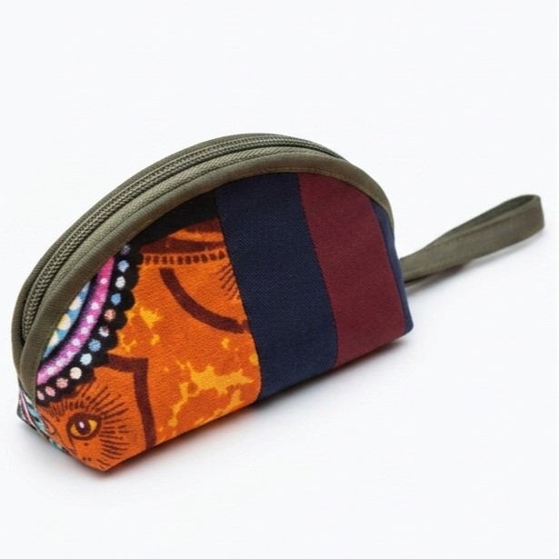 Maroon & Navy Blue Ankara Pouch