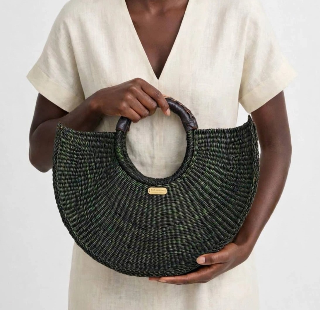 Emerald Dusk Woven Handbag 
