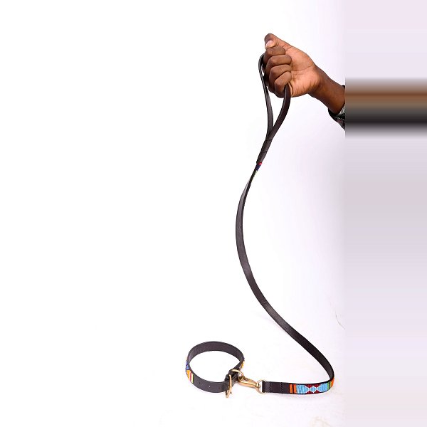 Leather Beaded Dog Leash