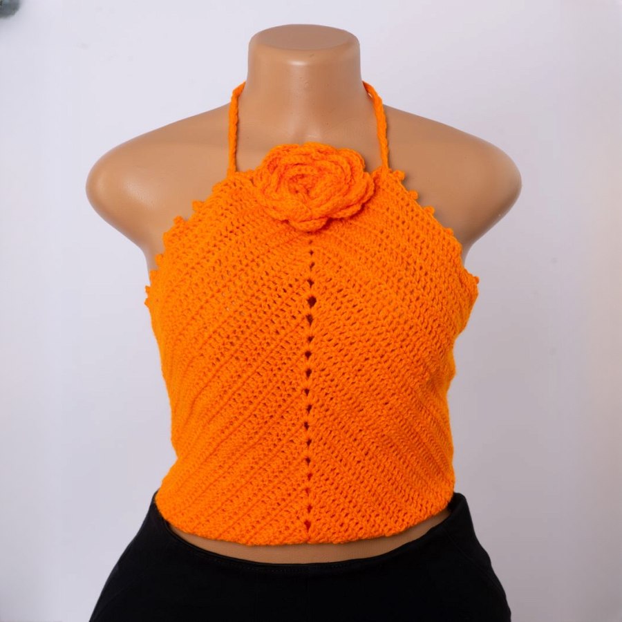 Crochet Floral Orange Top from Afrikart