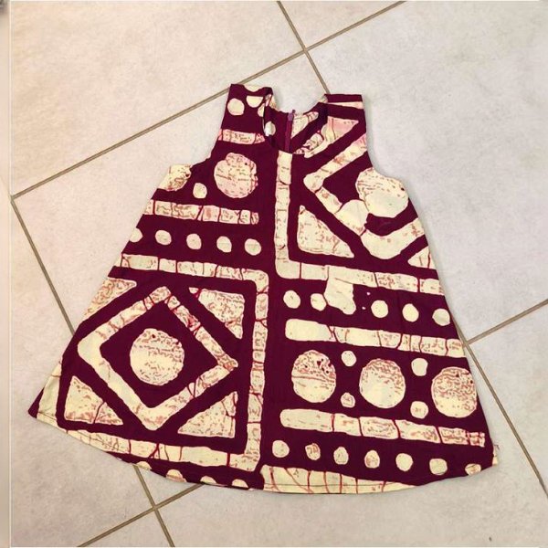 Maroon & Beige Kid's A-Line Dress