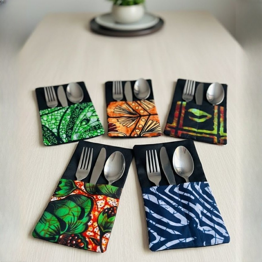 African Print Cutlery Holder Napkins from Afrikart