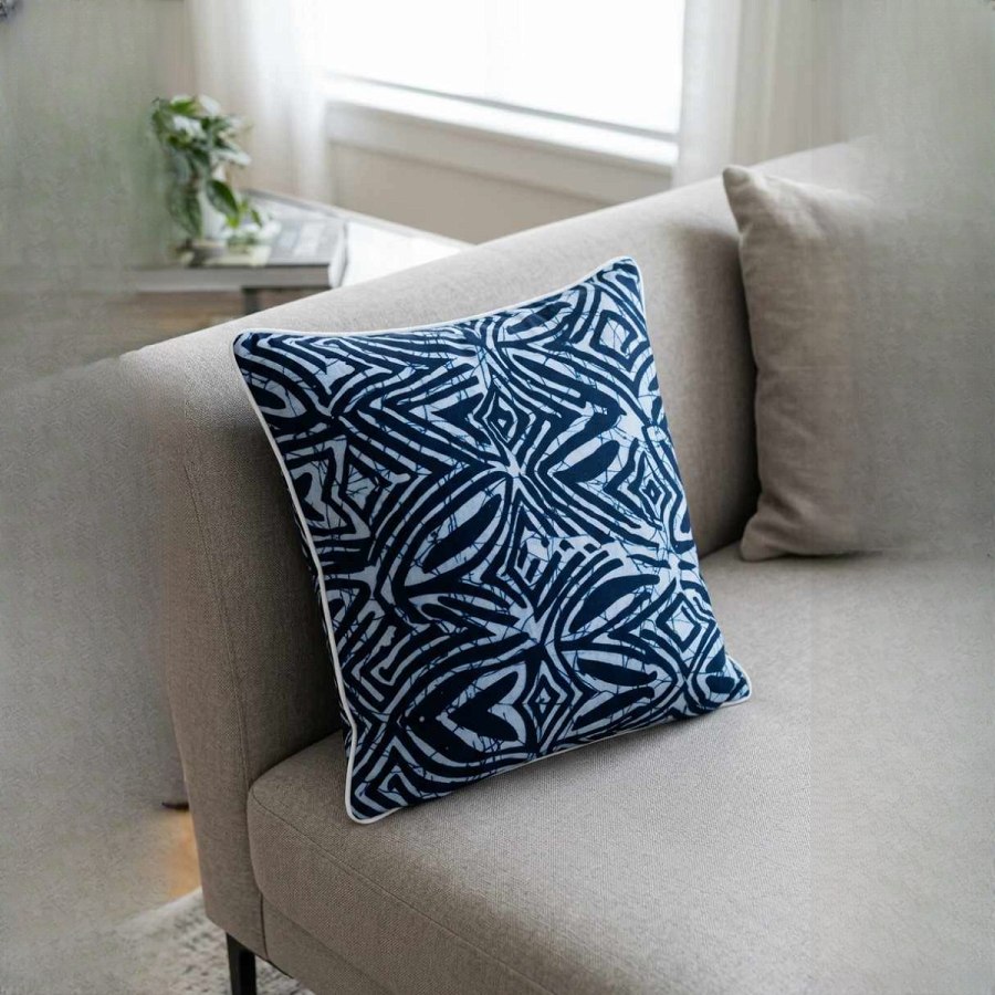African Print Pillow Cover - Indigo Batik Design from Afrikart