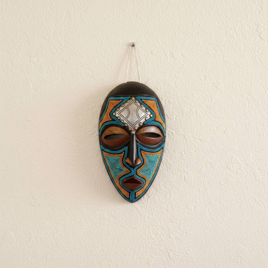 Beaded Tribal Wall Mask from Afrikart