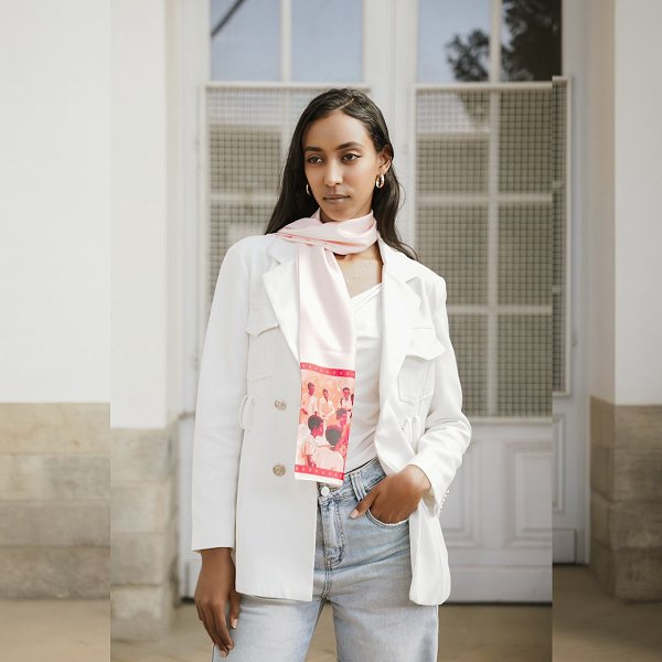 Brana Silk Scarf – Pink Heritage Print