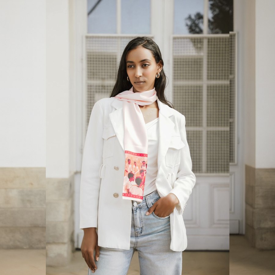 Brana Silk Scarf – Pink Heritage Print from Afrikart