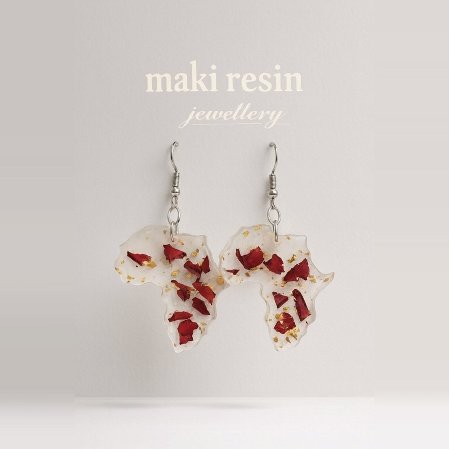Handmade African Map Resin Earrings  from Afrikart