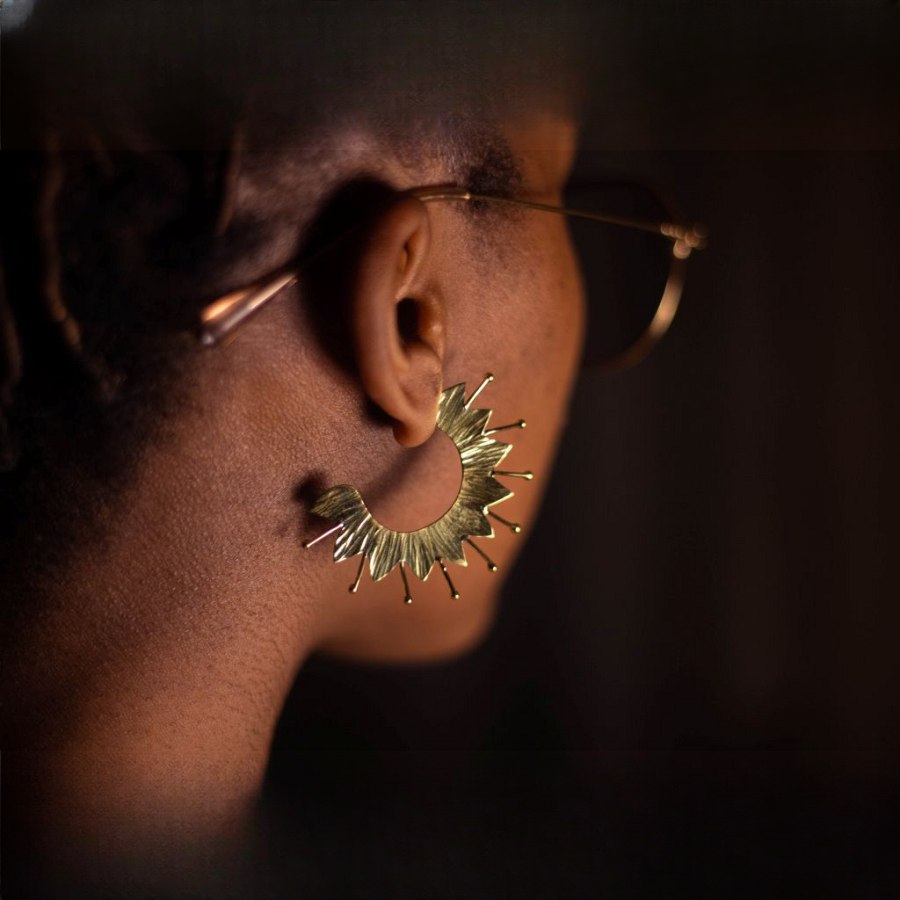 Alizeti Handcrafted Brass Statement Earrings – Eco-Friendly African Artisan Jewelry from Afrikart