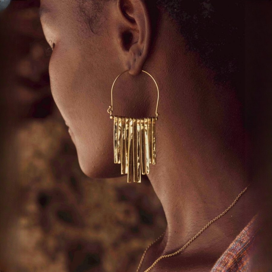 Brass Fringe Earrings from Afrikart