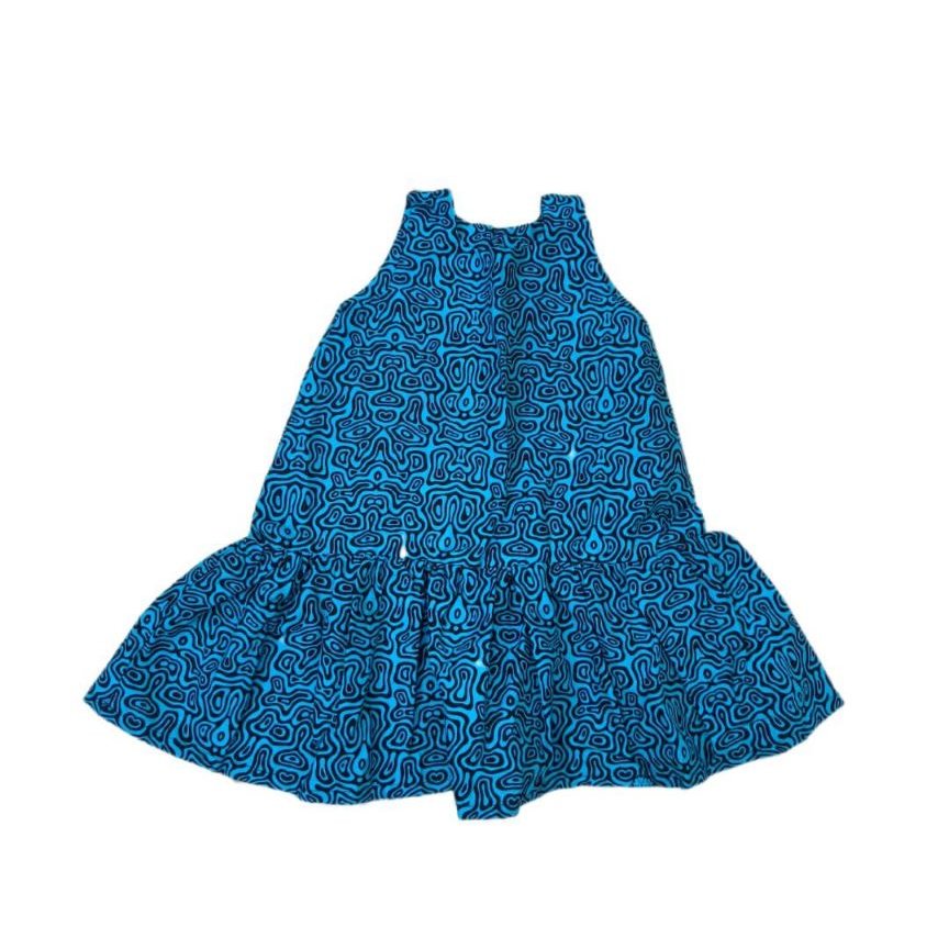 Turquoise Blue Bottom-Ruffle Kid's Dress from Afrikart