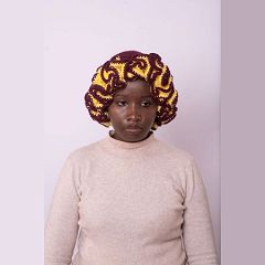 Maroon & Cream Yellow Ruffled Hat