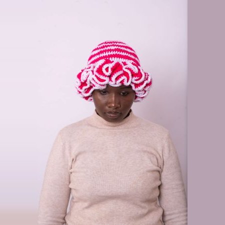 Hot Pink & White Ruffled Bucket Hat