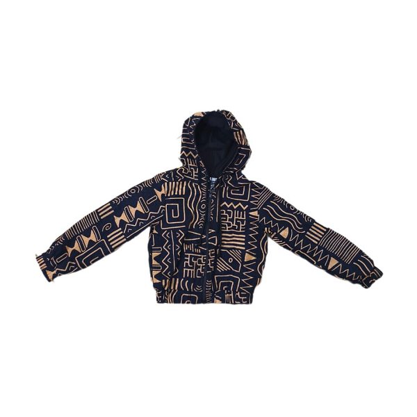 Navy Blue & Peach Kid's Hoodie Jacket