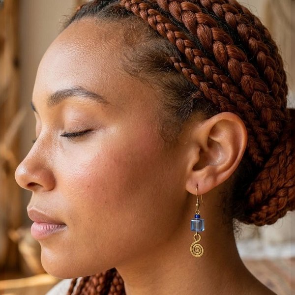Jorova Stone Bead and Coil Earring