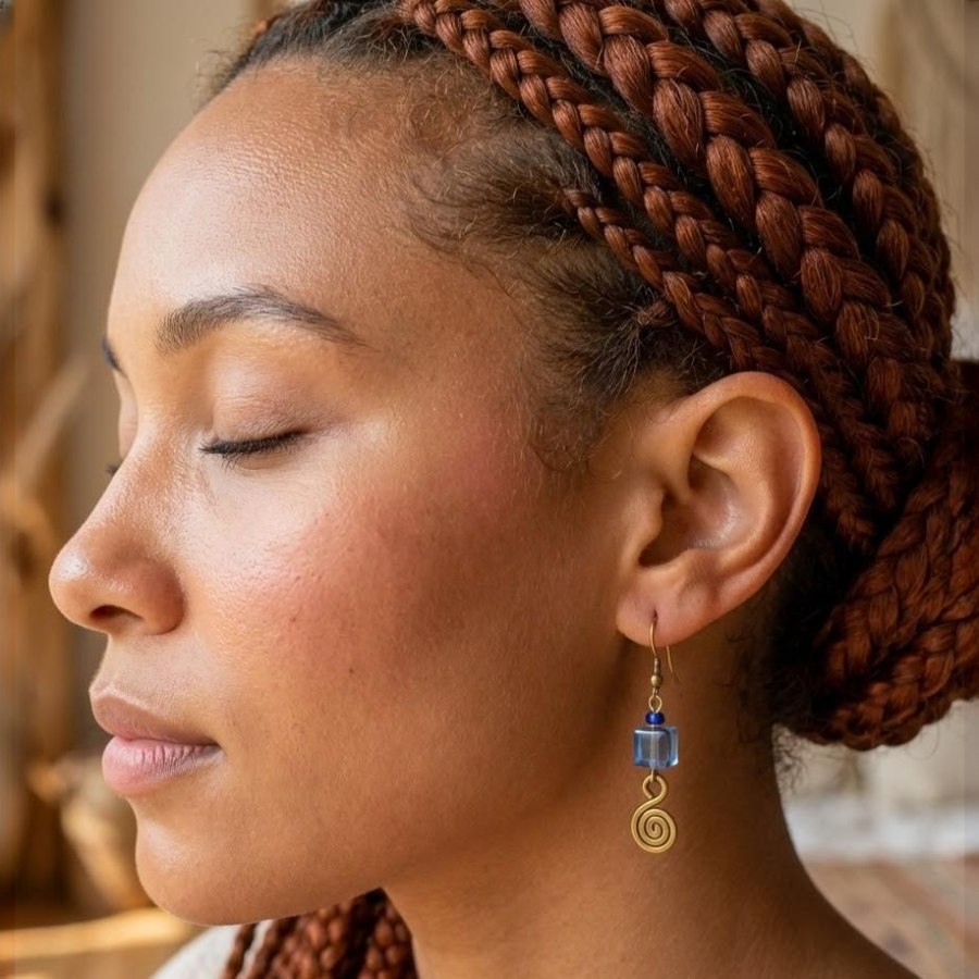 Jorova Stone Bead and Coil Earring from Afrikart