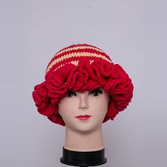 Hot Pink & Cream Yellow Ruffled Hat