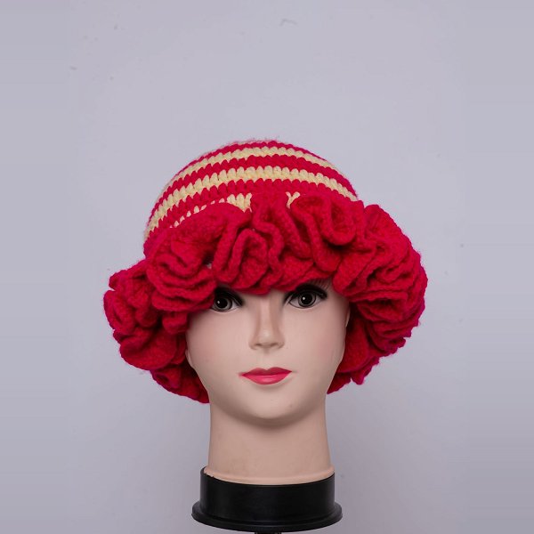 Hot Pink & Cream Yellow Ruffled Hat